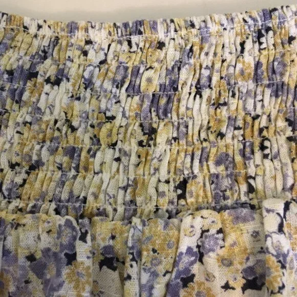 Shorts Linen Rayon Floral Smocked Waist Ruffled Hem Women’s💛🧡 - Picture 2 of 7